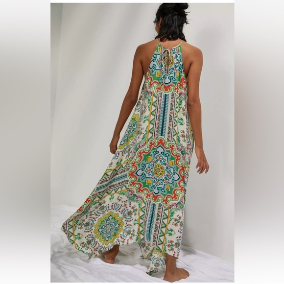 Anthropologie Ella Halter Maxi Handkerchief Hem Dress XS/S - Picture 2 of 8